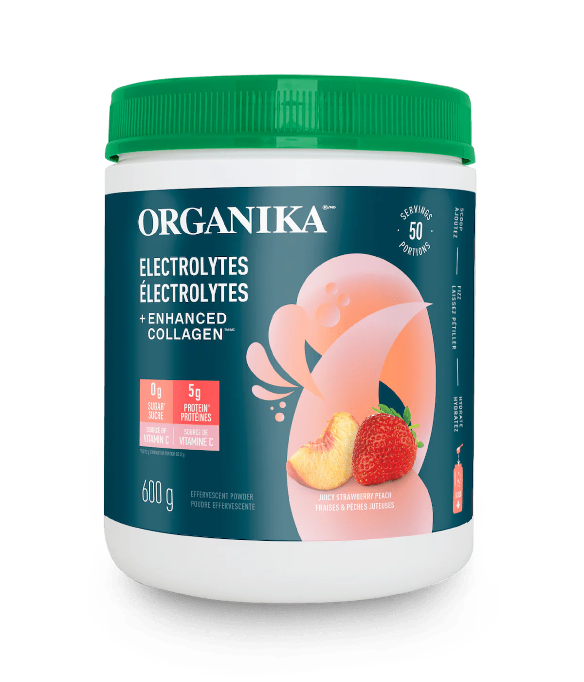 Electrolytes + Enhanced Collagen - Juicy Strawberry Peach 600 g